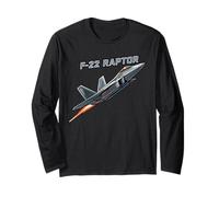 F22 Raptor Stealth Fighter Jet Aircraft Design Regalo Maglia a Manica