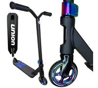 F26 Union Base Lite Stunt Scooter per skatepark, pompa track I Trick I Tret Roller per piccoli principianti (nero/arcobaleno, taglia M = altezza = 76 cm)