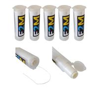 F2M - Filo elastico esche confezione 5 bobine Ø0.10 + 5 tubi dispenser PVC, filo per surfcasting e pesca mare, filo per legare esche pesca mare multipack