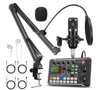 F998+BM800 Podcast Equipment Bundle, microfono a condensatore studio di registrazione, streaming podcast Mic Starter Kit con cambio vocale, scheda audio dal vivo interfaccia audio per computer Vlog