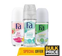 Fa Caribbean Scent Collection Deodorante Roll-On Trio Sweat Odor Protect Conf...