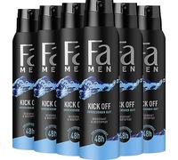 FA Deodorante spray da 150 ml Men Kick Off, confezione da 6 scorte annuali, 6 x 150 ml