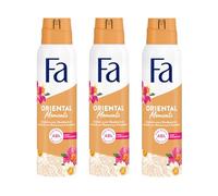 Fa Deodorante spray Oriental Moments (3 x 150 ml), deodorante con il delicato profumo di rosa del deserto e legno di sandalo, deodorante senza alluminio per una protezione fino a 48 ore, non lascia