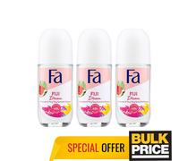 Fa Fiji Dream Donna Deodorante Roll-On Esotico 48H Sudare Odor Protezione 3-pack