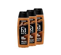 FA Gel doccia da uomo Dark Passion (3 x 250 ml), 2 in 1 per corpo e capelli, con il profumo maschile di sandalo seducente e spezie orientali, formula delicata e vegana