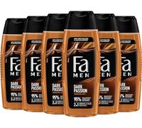 FA Gel doccia da uomo Dark Passion (6 x 250 ml), 2 in 1 per corpo e capelli, con il profumo maschile di sandalo seducente e spezie orientali, formula delicata e vegana