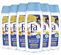 FA Gel doccia e shampoo per bambini (6 x 250 ml) fantastico profumo di mare selvaggio, con provitamina B5 per pelle e capelli senza coloranti artificiali, 95% contenuto di origine naturale