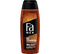 FA Gel doccia Men Red Cedarwood con profumo ispirato al profumo (1 x 250 ml) formula 2 in 1 per corpo e capelli, sperimenta la potente e duratura combinazione di fragranze di legno di cedro e whisky