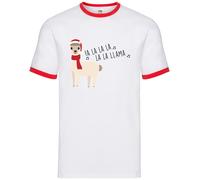 Fa La La La La Llama - Ringer Da Uomo - Natale Xmas Festivo Llamas Santa Zoo