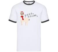 Fa La La La La Llama - Ringer Da Uomo - Natale Xmas Festivo Llamas Santa Zoo