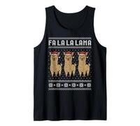 Fa la la lama brutto maglione, Natale lama Babbo Natale cappello gioco di parole Canotta