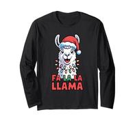Fa La La Lama Natale Animale Gioco di Parole Umorismo Divertente Natale Llama Maglia a Manica