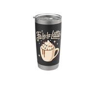 Fa La La Latte Divertente Gioco di parole Retro Caffè Natale Bicchiere termico in acciaio inox doppia parete