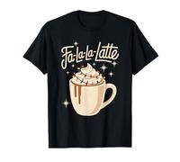Fa La La Latte Divertente Gioco di Parole Retro caffè Natale Maglietta