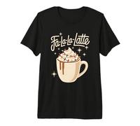 Fa La La Latte Divertente Gioco di Parole Retro caffè Natale Maglietta Premium