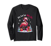 Fa La Lala Mingo Flamingo Rosa Natale Tropical Cheer Maglia a Manica
