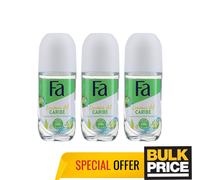 Fa Limones Del Caribe Donna Deodorante Roll-On Felpa Odor Protezione 50ml 3-pack