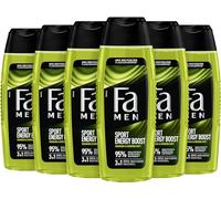 Fa MEN Sport Double Power, Power Boost Body & Hair (6 x 250 ml) formula 3 in 1 per corpo, capelli e viso, attiva il tuo corpo, mente e sensi con il profumo rinfrescante di Guaranà & Ginseng