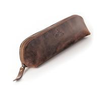 Fa.Volmer Astuccio in pelle - Astuccio portapenne per ufficio, università, scuola e studio - Astuccio portapenne, astuccio portapenne, borsa degli attrezzi, marrone, Vintage