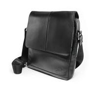 Fa.Volmer Borsa a tracolla in vera pelle - Borsa a tracolla e borsa messenger fatta a mano per tablet da 11", business e vita quotidiana, Nero