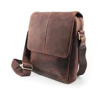 Fa.Volmer Borsa a tracolla in vera pelle - Borsa a tracolla e borsa messenger fatta a mano per tablet da 11", business e vita quotidiana, marrone