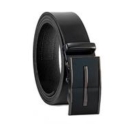 Fa.Volmer ® Cintura da uomo in vera pelle con cricchetto, fibbia automatica | larghezza: 35mm, misura vita: 125cm | accorciabile | colore: nero | modello: ATG 05-blk-Palermo