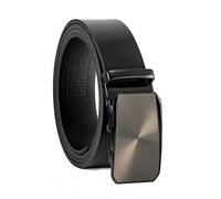 Fa.Volmer ® Cintura da uomo in vera pelle con cricchetto, fibbia automatica | larghezza: 35mm, misura vita: 125cm | accorciabile | colore: nero | modello: ATG 07-blk-Bologna