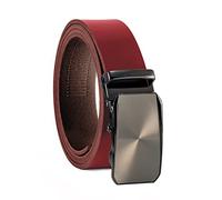 Fa.Volmer ® Cintura da uomo in vera pelle con cricchetto, fibbia automatica | larghezza: 35mm, misura vita: 125cm | accorciabile | colore: rosso bordeaux | modello: ATG 07-bur-Bologna