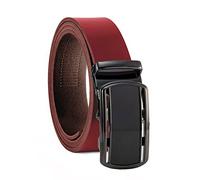 Fa.Volmer ® Cintura da uomo in vera pelle con cricchetto, fibbia automatica | larghezza: 35mm, misura vita: 125cm | accorciabile | colore: rosso bordeaux | modello: ATG 08-bur-Firenze