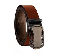 Fa.Volmer ® Cintura da uomo in vera pelle con cricchetto, fibbia automatica | larghezza: 35mm, misura vita: 125cm | accorciabile | colore: marrone | modello: ATG 09-br-Verona