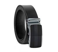 Fa.Volmer ® Cintura da uomo in vera pelle con cricchetto, fibbia automatica | larghezza: 35mm, misura vita: 125cm | accorciabile | colore: nero | modello: ATG 06-blk-Genova
