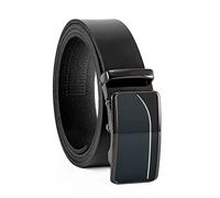 Fa.Volmer ® Cintura da uomo in vera pelle con cricchetto, fibbia automatica | larghezza: 35mm, misura vita: 125cm | accorciabile | colore: nero | modello: ATG 01-blk-Roma