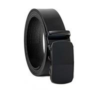 Fa.Volmer ® Cintura da uomo in vera pelle con cricchetto, fibbia automatica | larghezza: 35mm, misura vita: 125cm | accorciabile | colore: nero | modello: ATG 10-blk-Parma