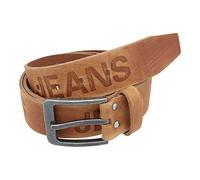 Fa.Volmer Cintura jeans, vera pelle, 100% pelle di bufalo, per uomo e donna, accorciabile, larghezza 3,8 cm, nuova, #Jeans-38mm (Beige, GIROVITA 105cm - LUNG TOTALE 120cm)