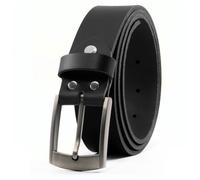 Fa.Volmer Cintura pelle di bufalo da uomo e da donna in nero e marrone/larga 35 mm e accorciabile / #Jens-35mm (Nero, GIROVITA 95cm - LUNG TOTALE 110cm)