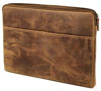 Fa.Volmer ® Custodia per laptop da 13,3/15,6 pollici, in pregiata pelle, marrone/nero, con cerniera in metallo, imbottita, per MacBook, Microsoft Surface e molti altri, marrone - naturale, 13,3''/34