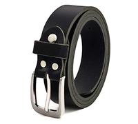 Fa.Volmer Nero Cintura 100% pelle di bufalo, 30mm di larghezza e circa 3-4mm di spessore, accorciabile, cintura in pelle, per abito uomo, jeans #GSw300801 (waist size (Bundweite) 125cm)