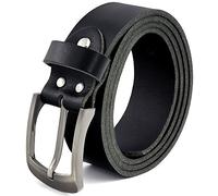 Fa.Volmer ® Nero Cintura 100% pelle di bufalo, 38 mm di larghezza e circa 3-4 mm di spessore, accorciabile, cintura per abito uomo, per jeans, #10125 (Circonferenza vita 125cm)