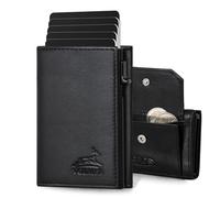 Fa.Volmer POP-UP Porta carte con portamonete in vera pelle per uomo e donna | 11 carte | protezione RFID | portafoglio, Nero , Großes Münzfach, Portamonete grande