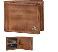 Fa.Volmer ® Portafoglio da uomo in pelle con protezione RFID - doppia cucitura extra stabile, Carta 4+2 - Marrone antico, schlanke Brieftasche, Classico
