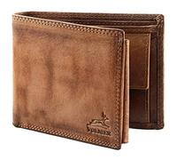 Fa.Volmer ® Portafoglio da uomo in pelle con protezione RFID I doppia cucitura extra robusta I 9 scomparti per carte di credito I formato orizzontale I VO11 RFID marrone