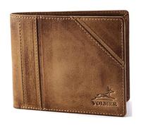 Fa.Volmer® Portafoglio da uomo in vera pelle marrone e nero con protezione RFID #VO19, Design A marrone, Trifold