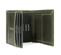 Fa.Volmer Portafoglio in vera pelle | protezione RFID | 9 scomparti per carte di credito + portamonete | con confezione regalo | Modello: CityWalker, Verde oliva, m, Classico