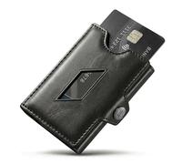 Fa.Volmer ® Portafoglio sottile in vera pelle, protezione RFID, con scomparto portamonete, mini portafoglio uomo e donna, piccolo porta carte di credito, modello VO46, scuro-grigio, Mini, Moderno