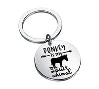 FAADBUK Portachiavi in argento a forma di asino, regalo per amanti degli animali, con asino e scritta "Donkey is My Spirit", Argento