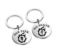 FAADBUK Portachiavi ispirato FF14 per amanti dei videogiochi, regalo FF14 Merch His Healer Her Tank per giocatore, portachiavi con carro armato guaritore, S