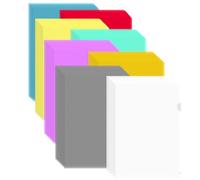 FAAING Set di 64 cartelline A4 laterali, aperte, colorate, formato A4, buste trasparenti, formato A4, con scomparto laterale colorato, per ufficio, scuola, casa