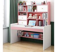 FAANAS Scrivania Con Ripiani e 2 Cassetti Per Ufficio, Computer e Postazione di Lavoro, Studio e Scrittura, Altezza Regolabile (47 Inch, Pink)