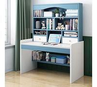 FAANAS Scrivania con Ripiani e 2 cassetti, Scrivania per Ufficio Scrivania per Computer Postazione di Lavoro per Studio e Scrittura, Altezza Regolabile(39 inch, Blue)