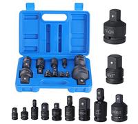 Faankiton 11Pzi Set di Adattatori per Aussola, Adattatori per Chiavi a Bussola, Adattatore per Bussole a Urto e Riduttore, Adattatore per Bussola ad Impatto 1/4" 3/8" 1/2" 3/4" Giunto Girevole a 360°